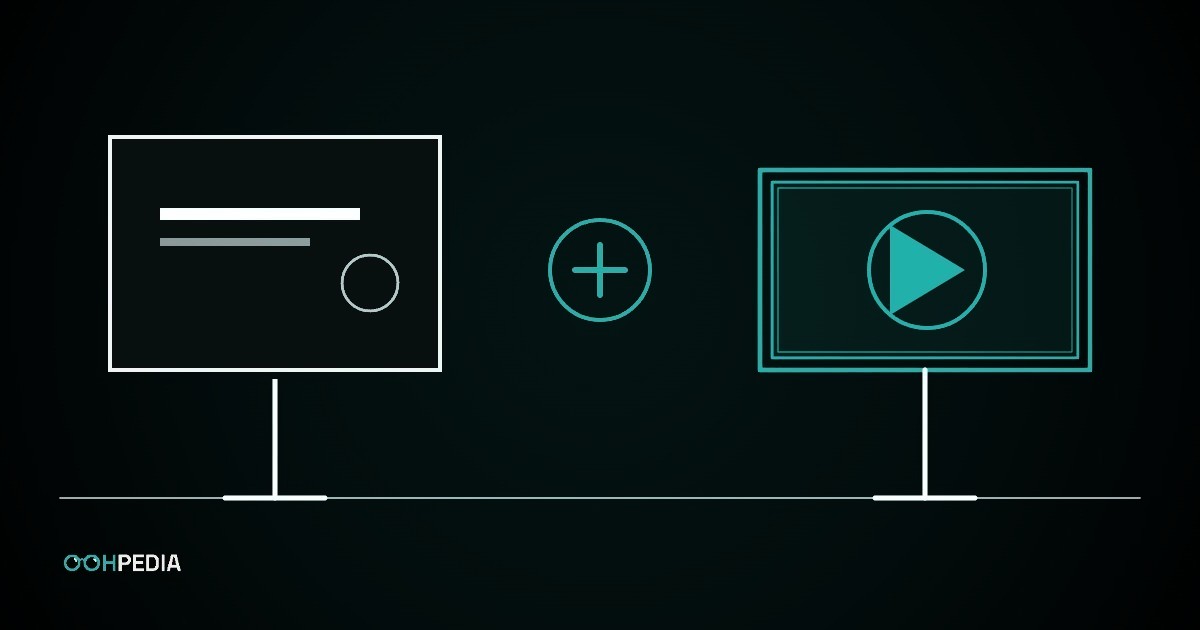 Illustration: Mega-Light und digitaler Screen, jeweils auf Monofuß