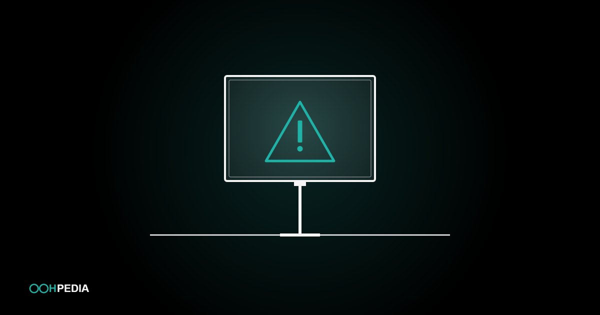 Illustration: digitaler Screen auf Monofuß mit Warnzeichen