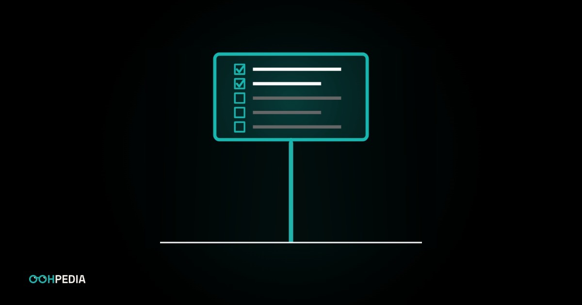 Illustration: digitaler Screen auf Monofuß mit Checkliste
